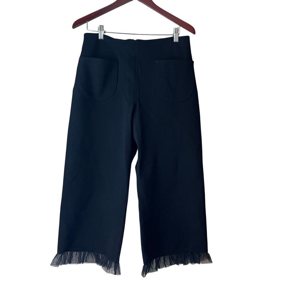 Maeve by Anthropologie The Colette Wide Leg Pant Sheer Ruffle Hem 31 Petite Crop